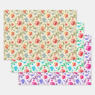 Vintage en Moderne Bloemen Inpakpapier Vel