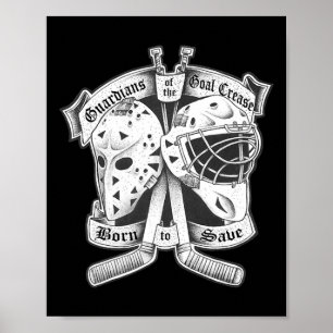 Vintage en moderne doelman ijshockey doelman maske poster