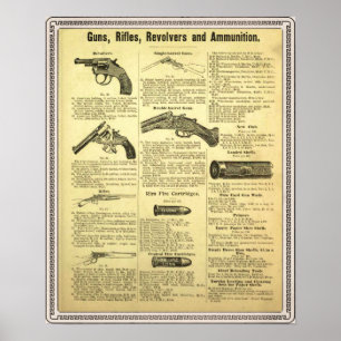 Vintage en pistolen, geweren, revolvers en munitie poster