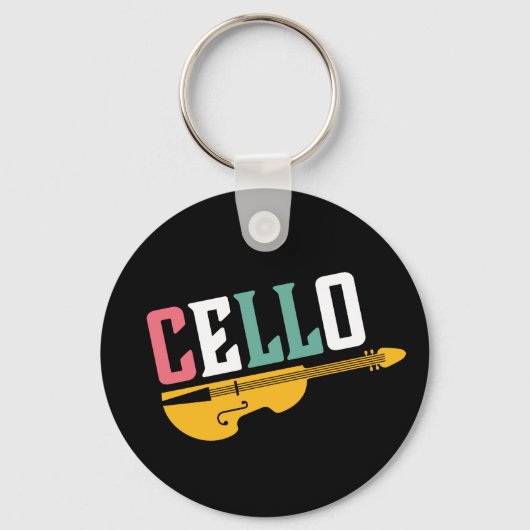 Vintage en Retro Cello Player-muzikant Sleutelhanger (Voorkant)