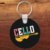 Vintage en Retro Cello Player-muzikant Sleutelhanger (Voorkant)