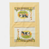 Vintage en verdampte melk met Koe Theedoek (Verticaal)