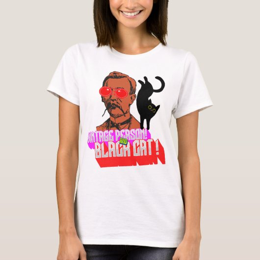 vintage en zwarte kat t-shirt (Voorkant)