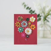 Vintage enamel flower pin hart briefkaart 2021 (Staand voorkant)