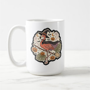 Vintage enge Flamingo Halloween-ontwerp Koffiemok