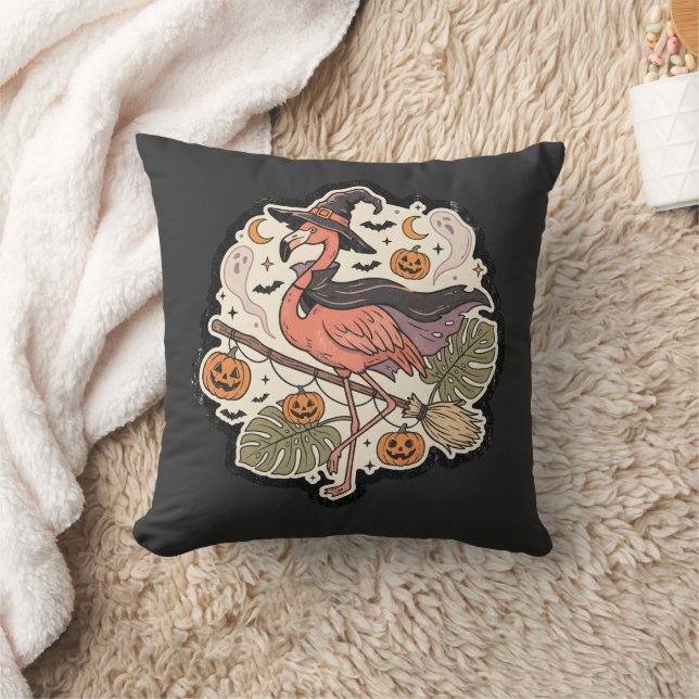 Vintage enge Flamingo Halloween-ontwerp Kussen (Deken)