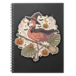 Vintage enge Flamingo Halloween-ontwerp Notitieboek