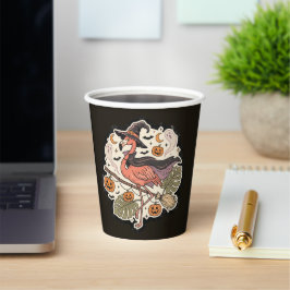 Vintage enge Flamingo Halloween-ontwerp Papieren Bekers