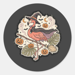 Vintage enge Flamingo Halloween-ontwerp Ronde Sticker