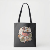 Vintage enge Flamingo Halloween-ontwerp Tote Bag (Voorkant)
