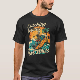Vintage enge golven vangen geen zielen skelet S T-shirt