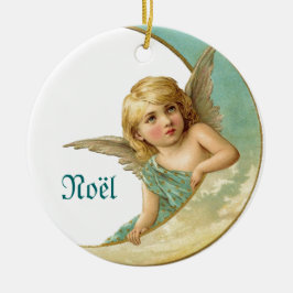 Vintage engel en maan Noel kerstornament Keramisch Ornament