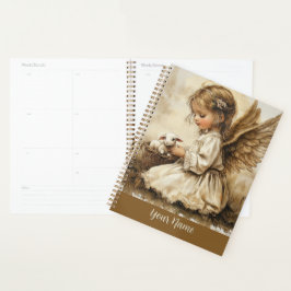 Vintage Engel + Kat Planner Personaliseer Uw Naam