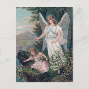 Vintage Engel mit Mädchen am Abgrund Briefkaart