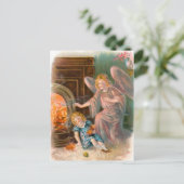 Vintage Engel, Schutzengel Mädchen und Feuer Briefkaart (Staand voorkant)