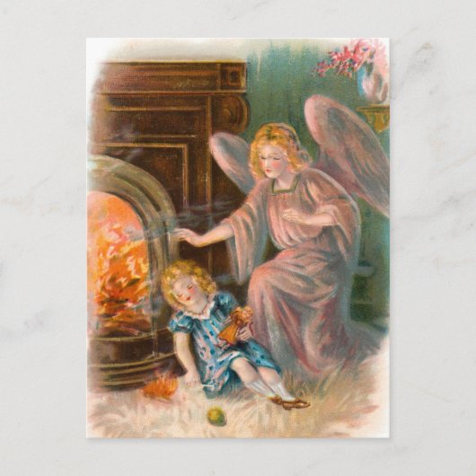 Vintage Engel, Schutzengel Mädchen und Feuer Briefkaart (Voorkant)