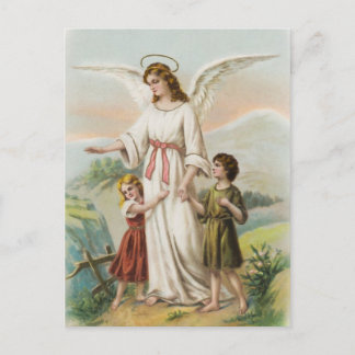 Vintage Engel Schutzengel und zwei Kinder Briefkaart