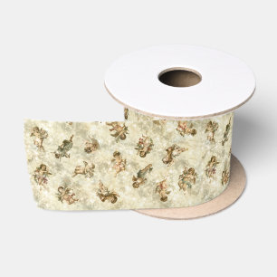 Vintage Engelen Glitterend Goud ID136 Satijnen Lint