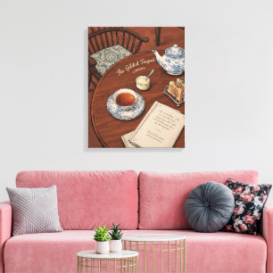 Vintage Engelse Afternoon Tea Kunst Canvas Afdruk