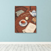 Vintage Engelse Afternoon Tea Kunst Canvas Afdruk (Insitu (Houten vloer))