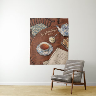 Vintage Engelse Afternoon Tea Kunst Wandkleed