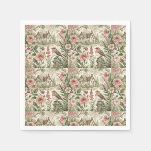 Vintage Engelse Cottage Tuin Bloemmotief Kunst Servet