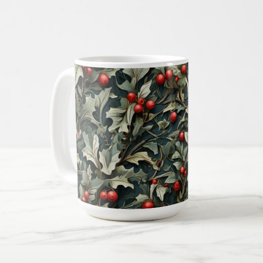 Vintage Engelse hulstbes botanisch Koffiemok (Voorkant links)