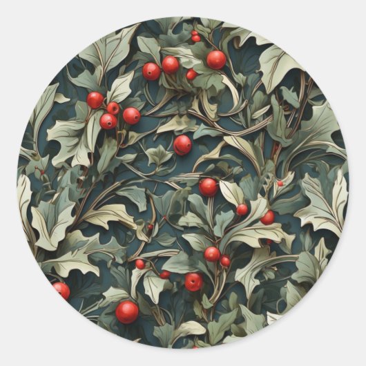 Vintage Engelse hulstbes botanisch Ronde Sticker (Voorkant)