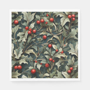 Vintage Engelse hulstbes botanisch Servet