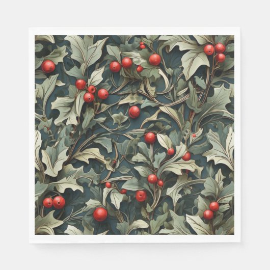 Vintage Engelse hulstbes botanisch Servet (Voorkant)