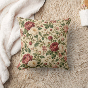 Vintage Engelse Rozen Tuin Bloem Kussen
