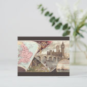 Vintage England Map Briefkaart (Staand voorkant)