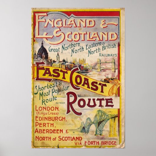 Vintage England & Scotland Rail Advertising Poster (Voorkant)