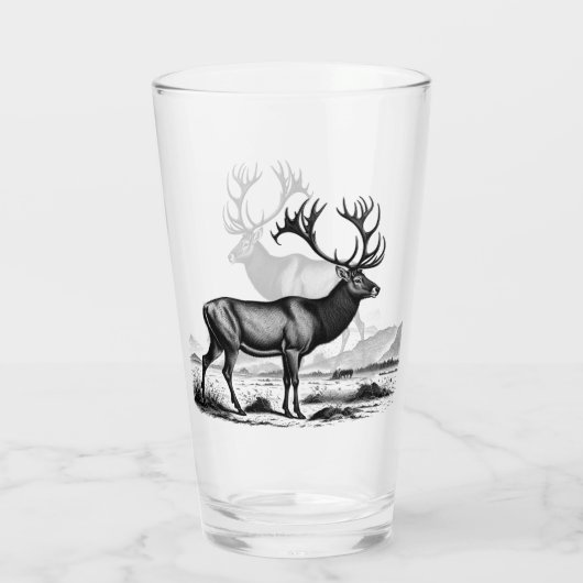 Vintage Engraving of a Caribou Glas (Achterkant)