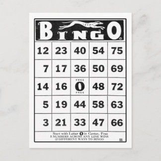 Vintage Ephemera |  Bingo-kaart Briefkaart