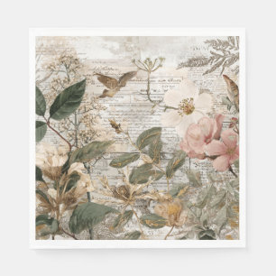Vintage Ephemera Botanische Collage Servet