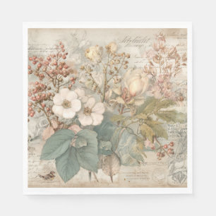 Vintage Ephemera Botanische Collage Servet