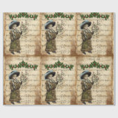 Vintage Ephemera Deck the Hall Kerstlied  Cadeaupapier (Vlak)