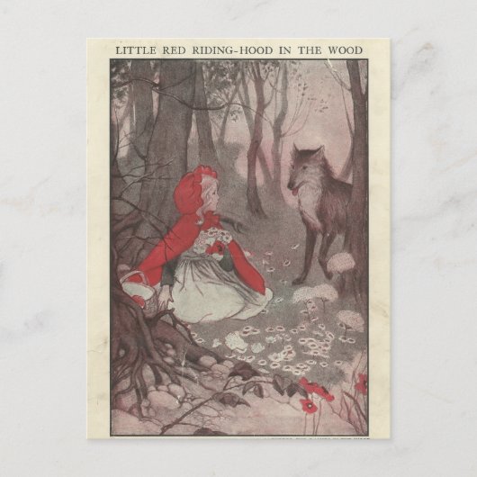 Vintage Ephemera Little Red Riding Hood Briefkaart (Voorkant)
