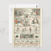 Vintage Ephemera Nursery Rhyme Briefkaart (Voorkant / Achterkant)