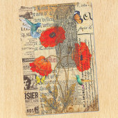 Vintage Ephemera Poppy Hummingbird Tissuepapier