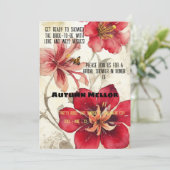 Vintage Ephemera Red Lillies Vrijgezellenfeest Kaart (Staand voorkant)