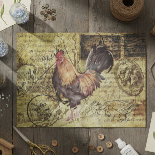 Vintage Ephemera Rooster Boerderij Tissuepapier