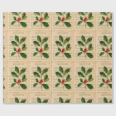 Vintage Ephemera Silent Night Kerstmis Carol Cadeaupapier (Vlak)