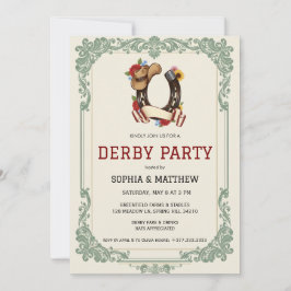 Vintage Equestrian Derby Party Invitation Race  Kaart