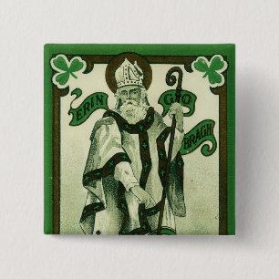 Vintage - Erin Go Bragh - St. Patrick's Groeten Vierkante Button 5,1 Cm