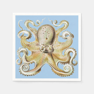 Vintage Ernst Haeckel Octopus Zeevaart Zeeleven Servet