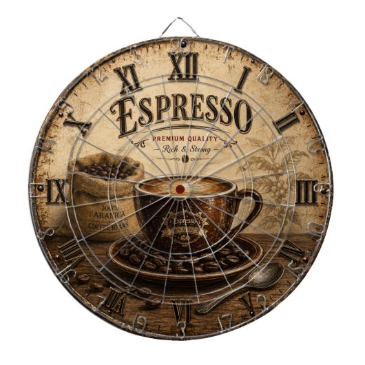 Vintage Espresso Coffee Dartbord (Voorkant)