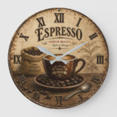 Vintage Espresso Coffee Grote Klok (Voorkant)