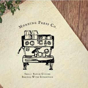 Vintage Espresso Machine Koffie branding Rubberstempel
